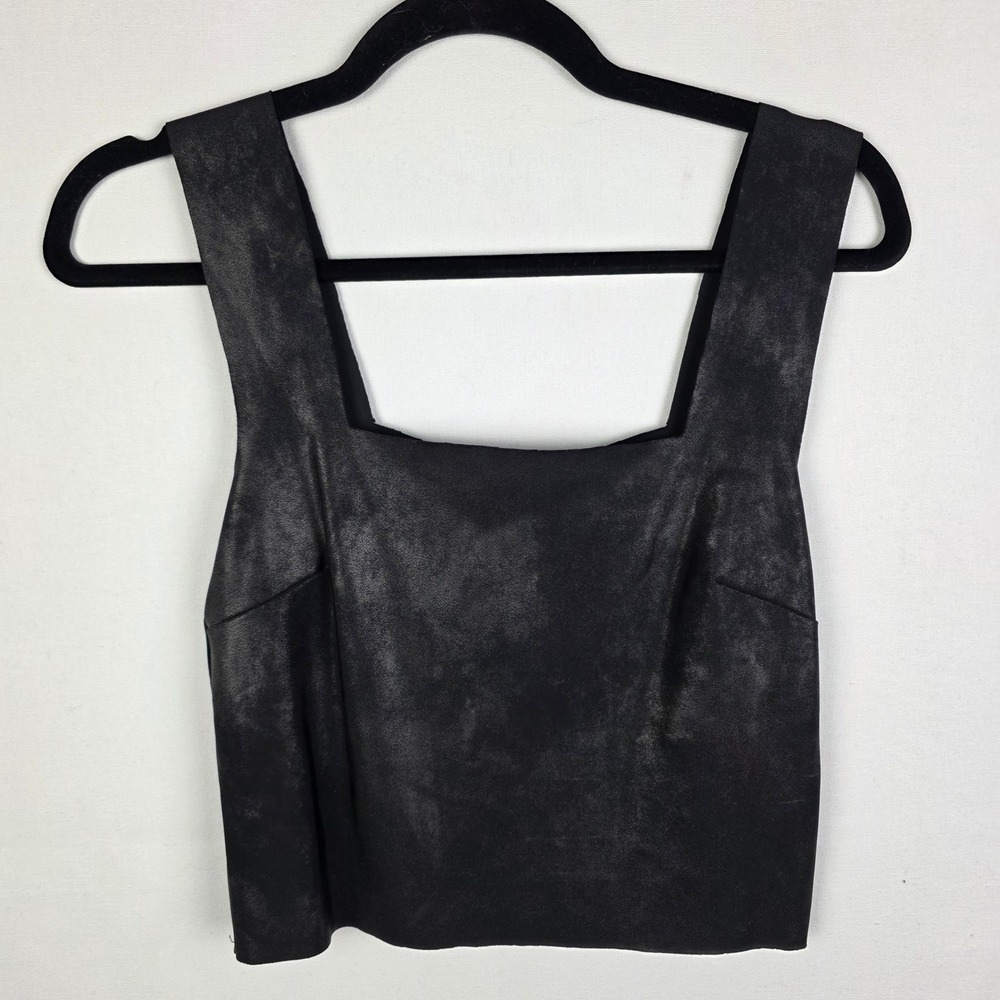 Gianni Bini Baylin Crop Top Black Metallic Coated Knit Sleeveless Medium Grunge